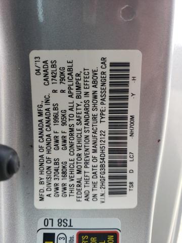 2HGFG3B54DH512122 - 2013 HONDA CIVIC LX SILVER photo 12
