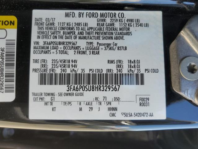 3FA6P0SU8HR329567 - 2017 FORD FUSION TITANIUM PHEV BLACK photo 13