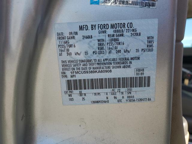 1FMCU59389KA60908 - 2009 FORD ESCAPE HYBRID SILVER photo 13