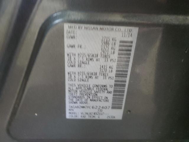 5N1AR2MM7FC622407 - 2015 NISSAN PATHFINDER S GRAY photo 13