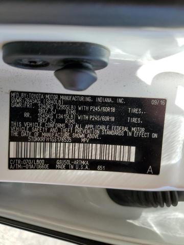 5TDKKRFH1GS176535 - 2016 TOYOTA HIGHLANDER XLE WHITE photo 14