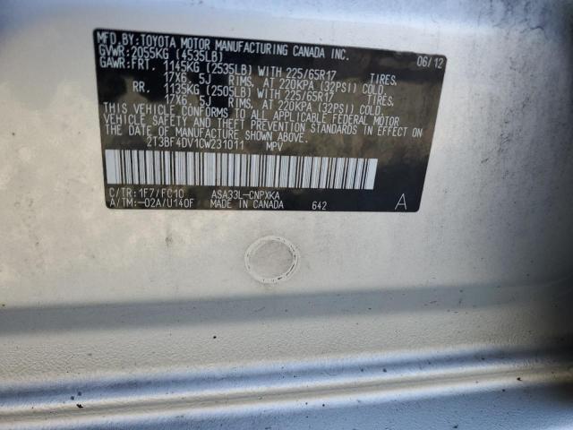 2T3BF4DV1CW231011 - 2012 TOYOTA RAV4 Gümüş foto 12