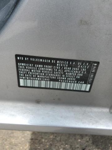 3VW7M7BU6NM012893 - 2022 VOLKSWAGEN JETTA SE ვერცხლისფერი ფოტო 12