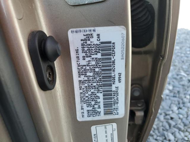 4T1BE30K93U124726 - 2003 TOYOTA CAMRY LE თაფლისფერი ფოტო 12