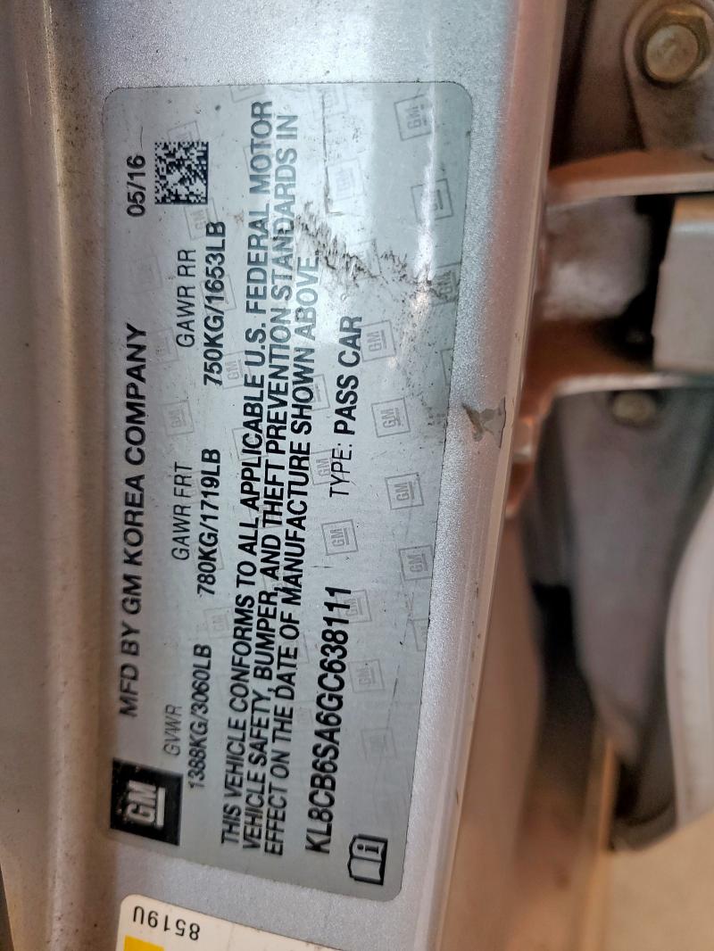 KL8CB6SA6GC638111 - 2016 CHEVROLET SPARK LS SILVER photo 13