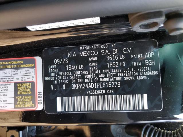 3KPA24AD1PE616279 - 2023 KIA RIO LX BLACK photo 12