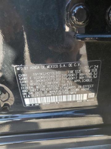 3CZRZ2H70RM757138 - 2024 HONDA HR-V EXL BLACK photo 13