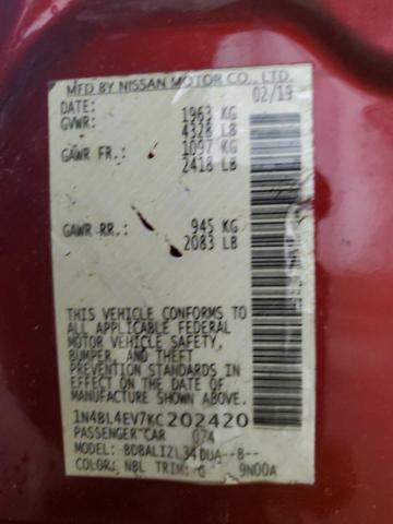 1N4BL4EV7KC202420 - 2019 NISSAN ALTIMA SL RED photo 17