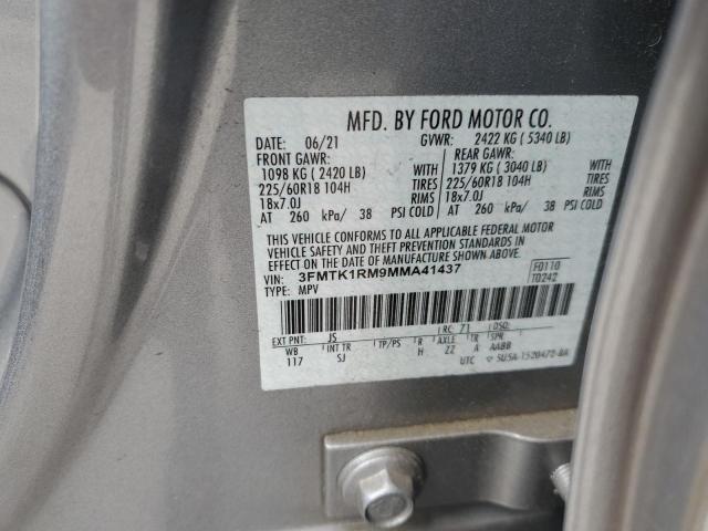3FMTK1RM9MMA41437 - 2021 FORD MUSTANG MA SELECT SILVER photo 12
