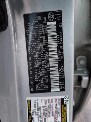 2T1BR32E65C362047 - 2005 TOYOTA COROLLA CE SILVER photo 12