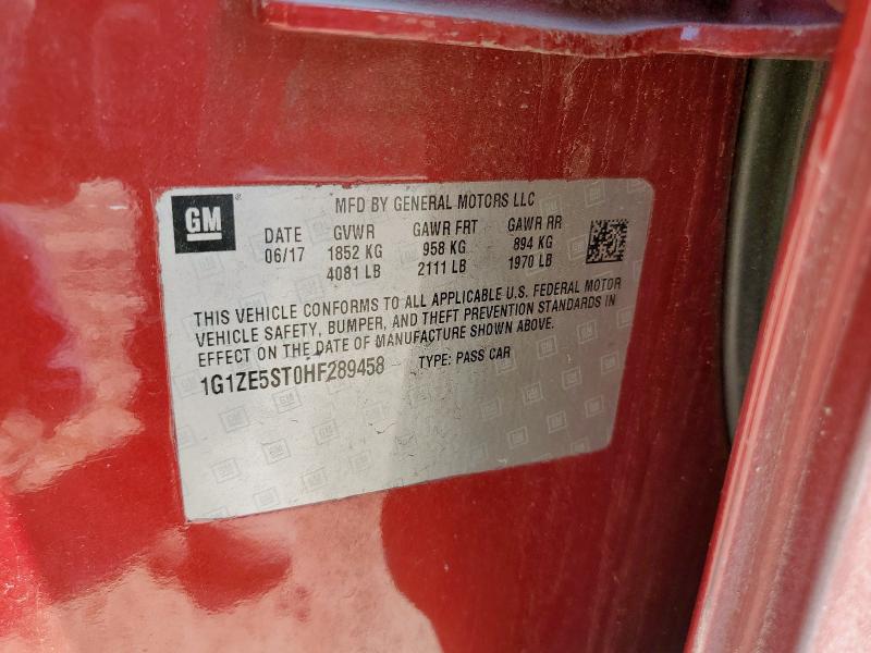 1G1ZE5ST0HF289458 - 2017 CHEVROLET MALIBU LT RED photo 12