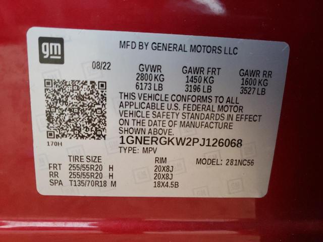 1GNERGKW2PJ126068 - 2023 CHEVROLET TRAVERSE LT RED photo 14