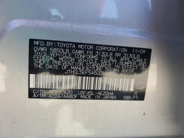 JTHCL5EF5A5005535 - 2010 LEXUS LS 460 SILVER photo 12