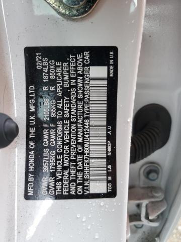 SHHFK7H60MU412446 - 2021 HONDA CIVIC EX Ақ фото 13