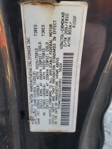 5TEWN72NX3Z246961 - 2003 TOYOTA TACOMA XTRACAB BLACK photo 12