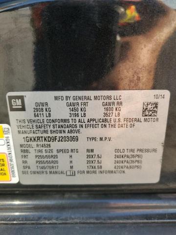 1GKKRTKD9FJ203069 - 2015 GMC ACADIA DENALI BLACK photo 13
