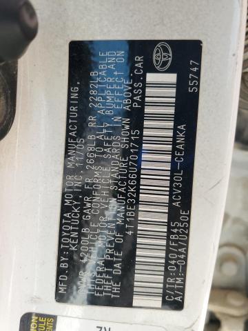 4T1BE32K66U701715 - 2006 TOYOTA CAMRY LE WHITE photo 12