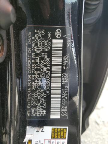 JTDKB20UX63181925 - 2006 TOYOTA PRIUS Қара фото 12