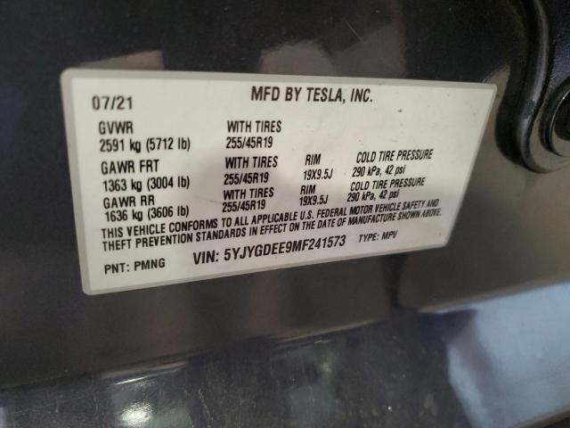 5YJYGDEE9MF241573 - 2021 TESLA MODEL Y 石墨色 照片 12