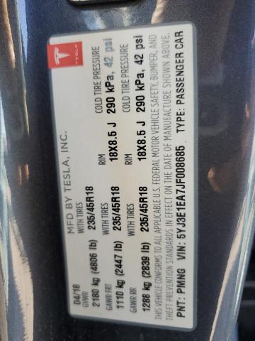 5YJ3E1EA7JF008685 - 2018 TESLA MODEL 3 黑色 照片 14