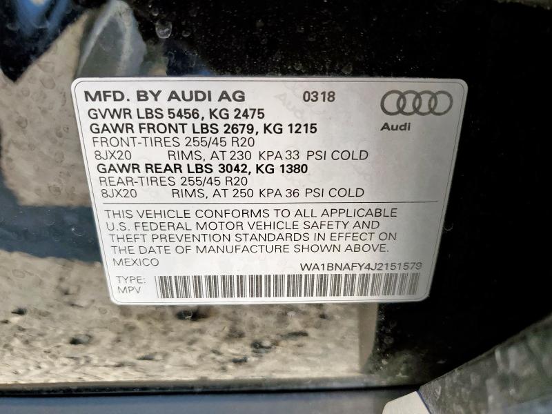 WA1BNAFY4J2151579 - 2018 AUDI Q5 PREMIUM PLUS BLACK photo 13