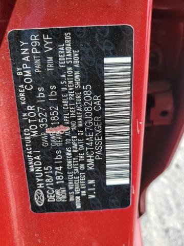 KMHCT4AE7GU082085 - 2016 HYUNDAI ACCENT SE RED photo 13