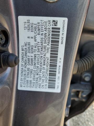 2HGFC2F82LH524147 - 2020 HONDA CIVIC SPORT GRAY photo 12