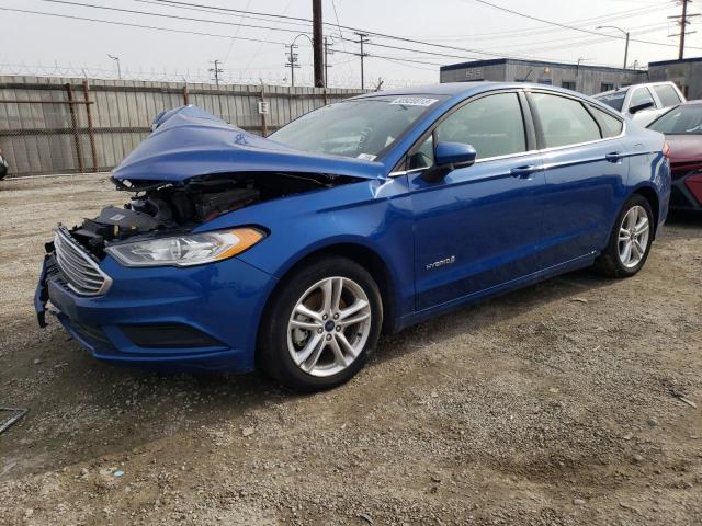 3FA6P0UU4JR273646 - 2018 FORD FUSION S HYBRID BLUE photo 1