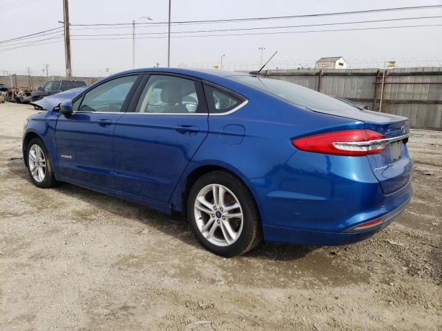 3FA6P0UU4JR273646 - 2018 FORD FUSION S HYBRID BLUE photo 2