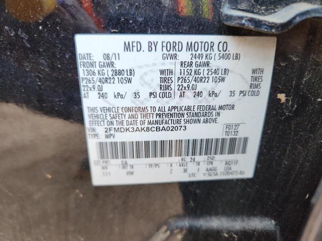 2FMDK3AK8CBA02073 - 2012 FORD EDGE SPORT 黑色 照片 13