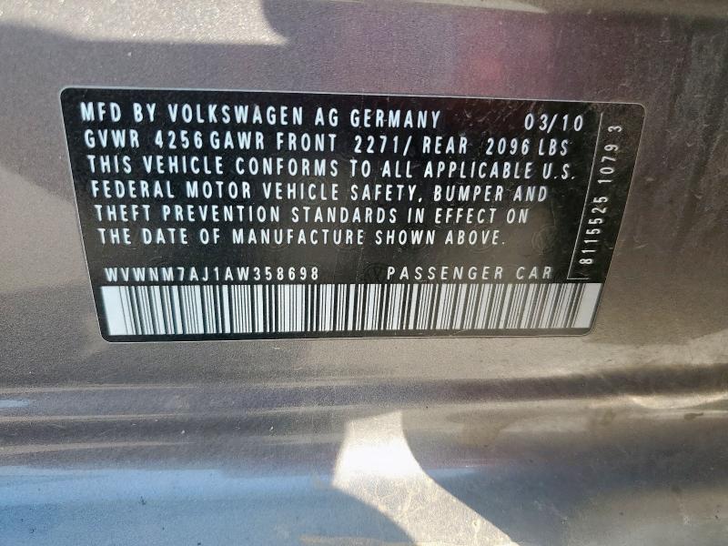 WVWNM7AJ1AW358698 - 2010 VOLKSWAGEN GOLF GRAY photo 13
