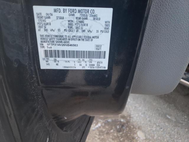 1FTPX14V26NB46563 - 2006 FORD F150 BLACK photo 12