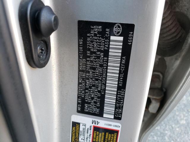 4T1BF3EK9AU049318 - 2010 TOYOTA CAMRY BASE SILVER photo 12