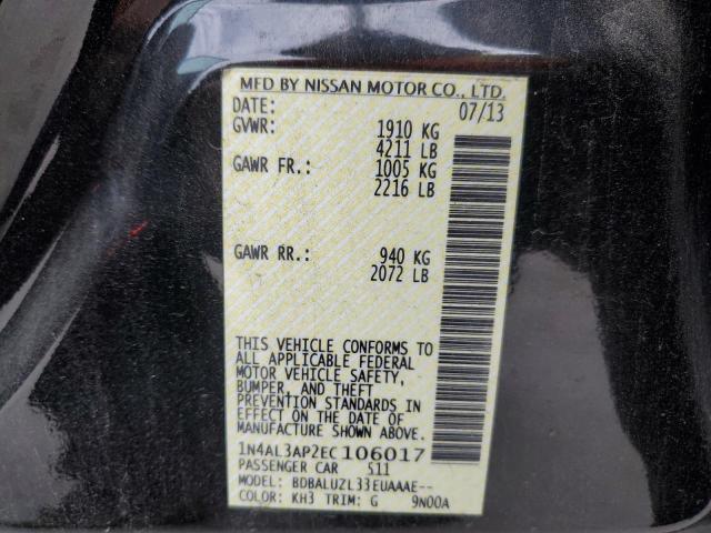 1N4AL3AP2EC106017 - 2014 NISSAN ALTIMA 2.5 BLACK photo 13