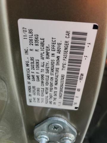1HGCP26828A037480 - 2008 HONDA ACCORD EXL GOLD photo 12