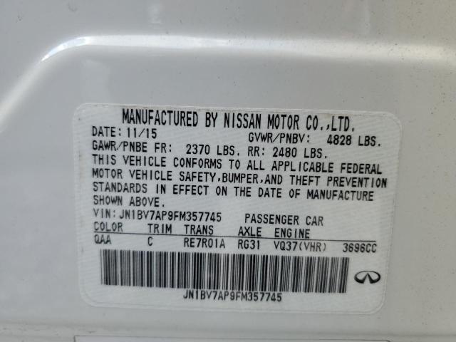 JN1BV7AP9FM357745 - 2015 INFINITI Q50 BASE თეთრი ფოტო 12