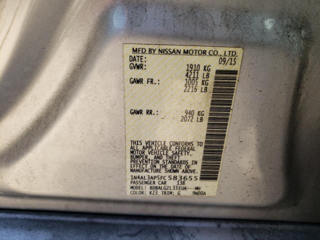 1N4AL3AP5FC583655 - 2015 NISSAN ALTIMA 2.5 SILVER photo 12