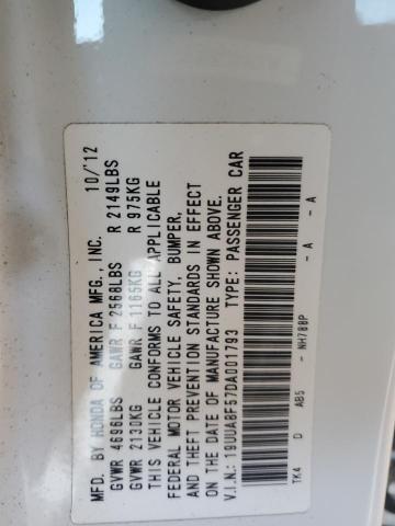 19UUA8F57DA001793 - 2013 ACURA TL TECH Սպիտակ լուսանկար 12