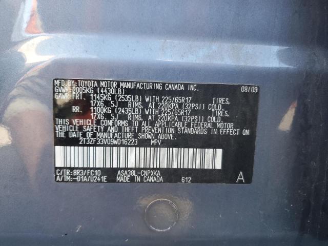 2T3ZF33V09W016223 - 2009 TOYOTA RAV4 BLUE photo 13