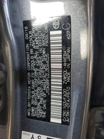 JTDKBRFU2J3064025 - 2018 TOYOTA PRIUS 灰色 照片 13