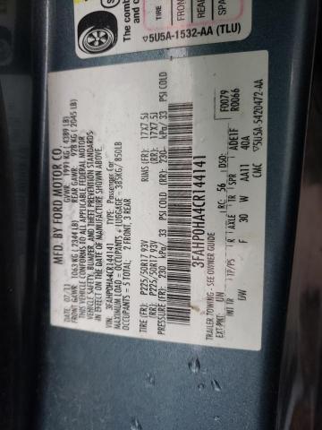 3FAHP0HA4CR144141 - 2012 FORD FUSION SE BLUE photo 12