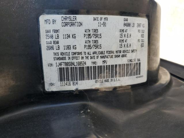 1J4FT88S8NL168524 - 1992 JEEP CHEROKEE SPORT BLACK photo 13