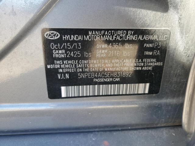 5NPEB4AC5EH831892 - 2014 HYUNDAI SONATA GLS GRAY photo 12