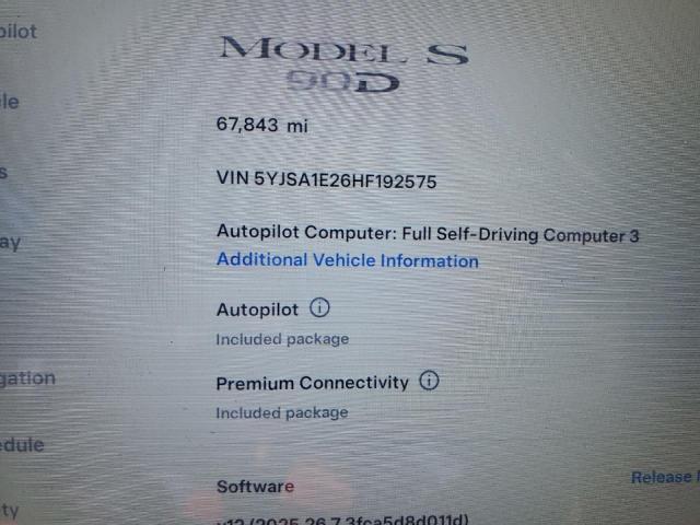 5YJSA1E26HF192575 - 2017 TESLA MODEL S 黑色 照片 9