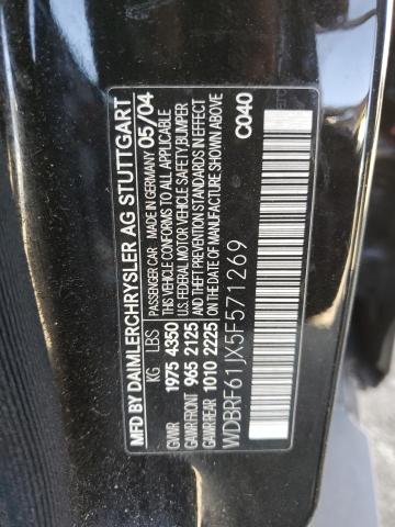 WDBRF61JX5F571269 - 2005 MERCEDES-BENZ C 240 BLACK photo 12