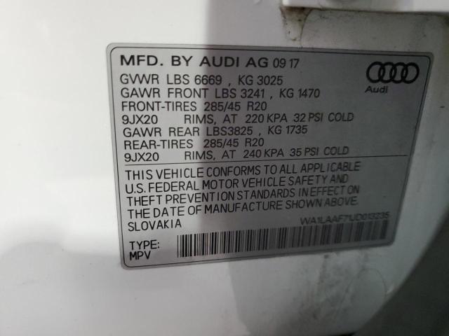 WA1LAAF71JD013235 - 2018 AUDI Q7 PREMIUM PLUS Սպիտակ լուսանկար 13