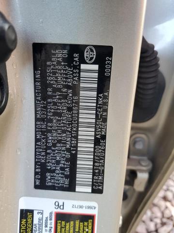 4T1BF1FK0CU086716 - 2012 TOYOTA CAMRY BASE 棕色 照片 12
