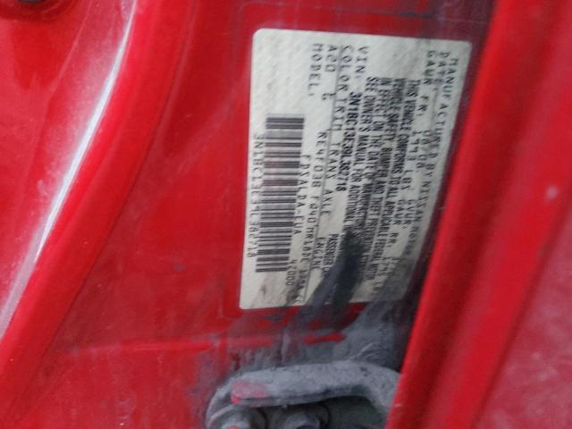 3N1BC13E39L382718 - 2009 NISSAN VERSA S RED photo 12