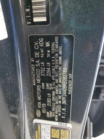 3KPF24AD6KE082789 - 2019 KIA FORTE FE GRAY photo 12