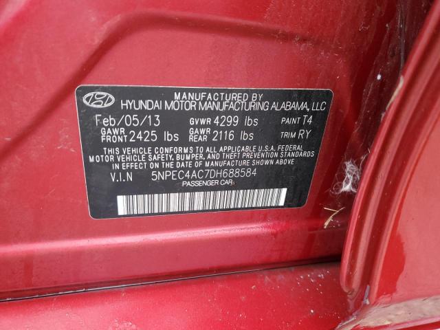 5NPEC4AC7DH688584 - 2013 HYUNDAI SONATA SE RED photo 12